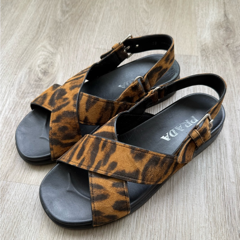 Prada Leopard Print Sandals Sz 38